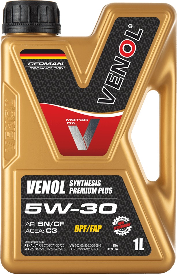 Масло моторное Venol Premium Plus 5W-30 SN/CF C3 1 л, Масла моторные