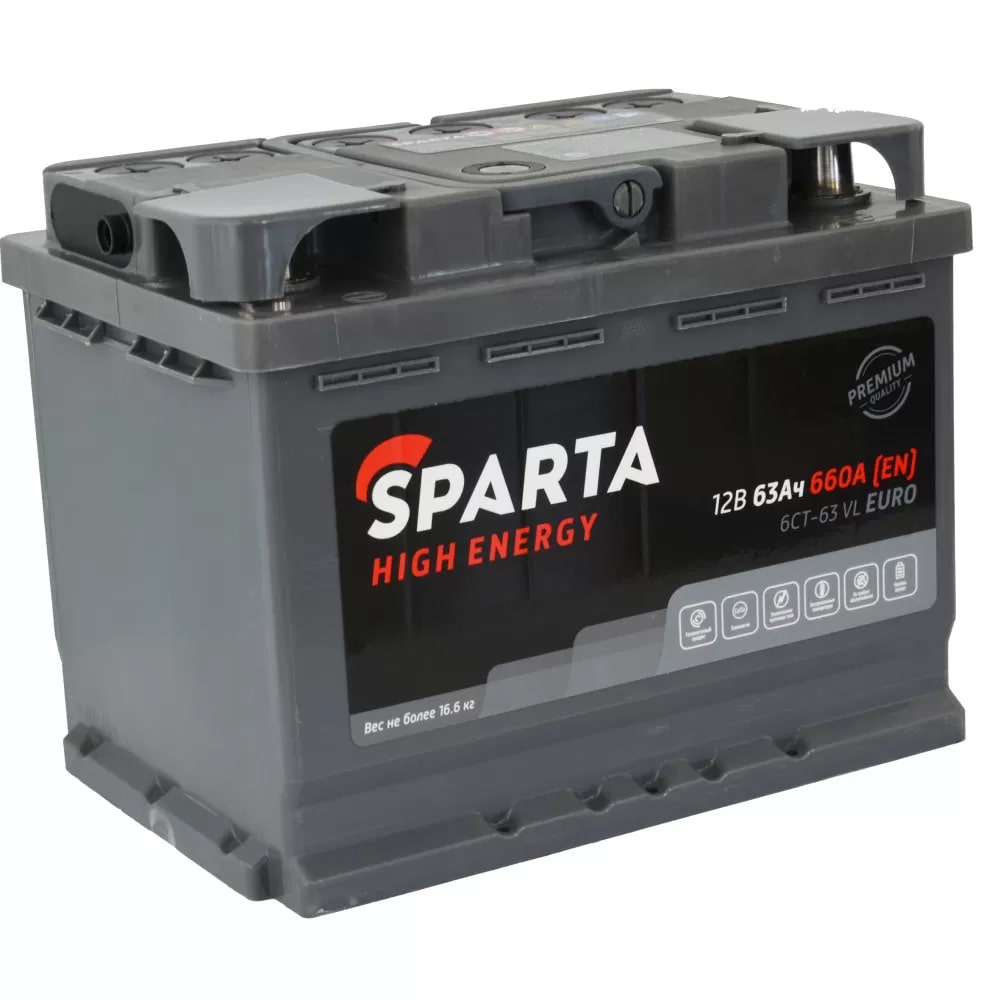 Аккумулятор Sparta 6СТ-63 0 SP HE 12V 63Ah 660A, Sparta